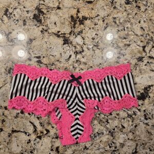 Victoria's Secret Striped Panties with Pink Lace